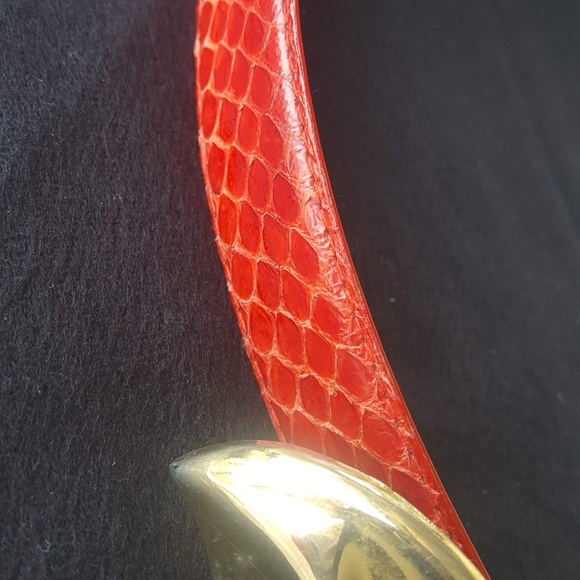 The leather shop vintage belt snake orange - Picture 4 of 5